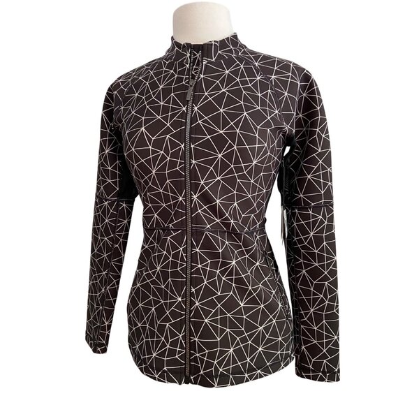 Karma athletics luxe Printed Clara Zip-up Jacket ShatterGlass Black White Medium - Picture 1 of 14